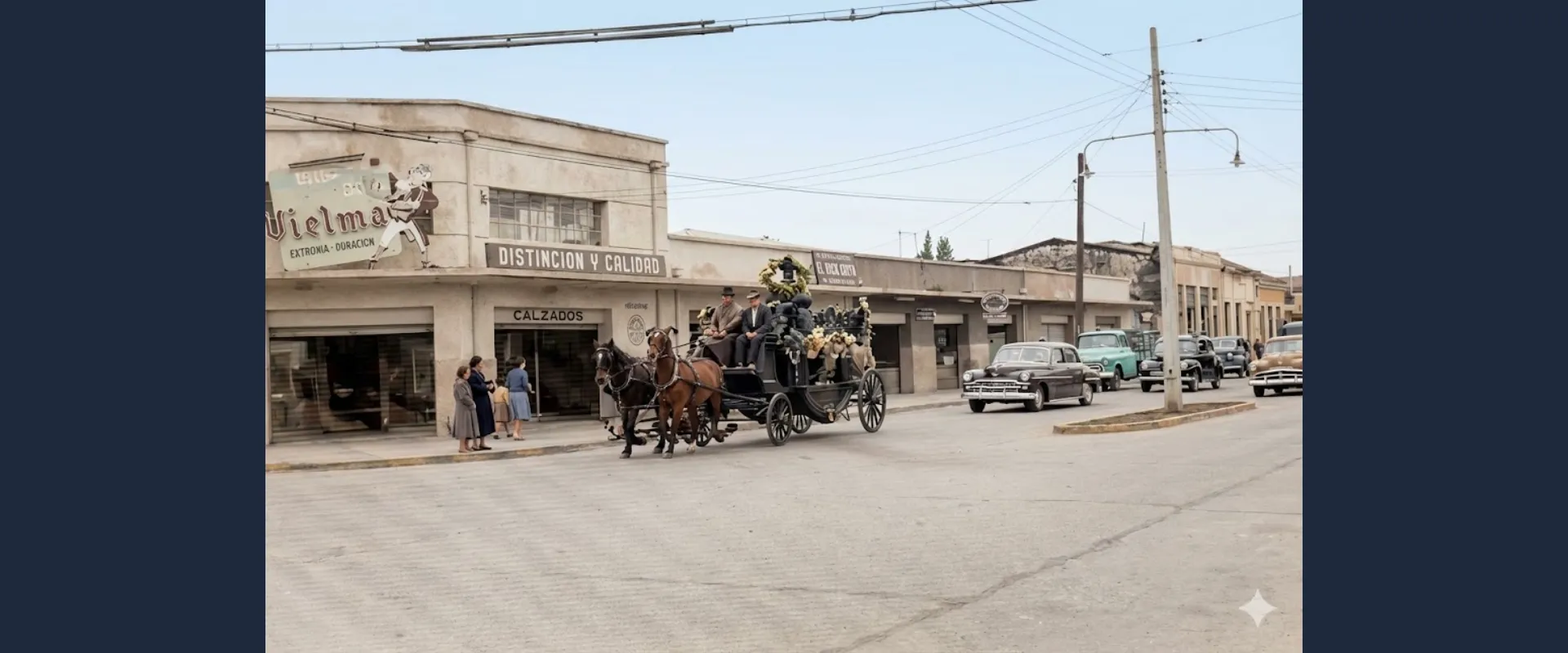 Carroza funeraria antigua en Parral - Color IA